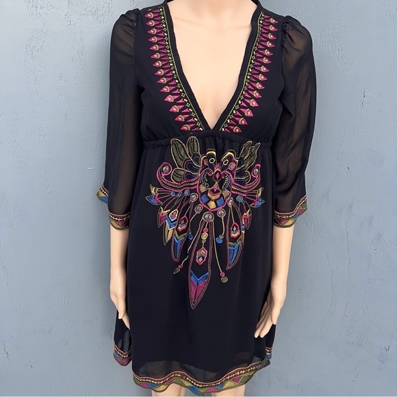 Flying Tomato Bohemian Beach Sun Dress Tribal Ethnic Style Retro Embroid… - Picture 1 of 10